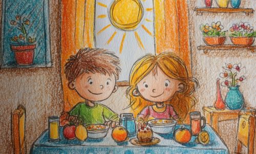 gesunde kinderernaehrung zeichnung fruehstueck